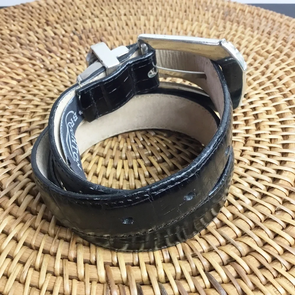 Brighton Black Leather Belt With Silver Hardware & Charms Size M 30